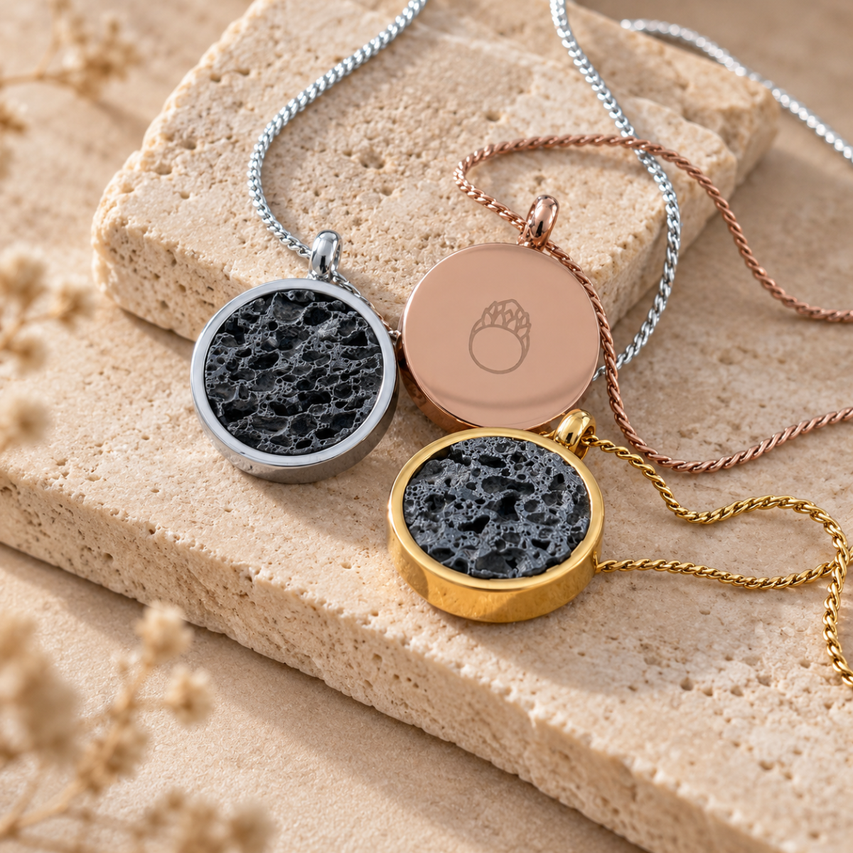 Collier avec pierre volcanique
